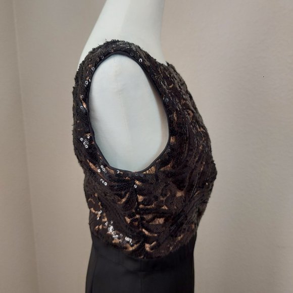 NWT Monique LHuillier Black Sleeveless Dress with Sequin Lace Upper Sz 8 - Picture 10 of 17